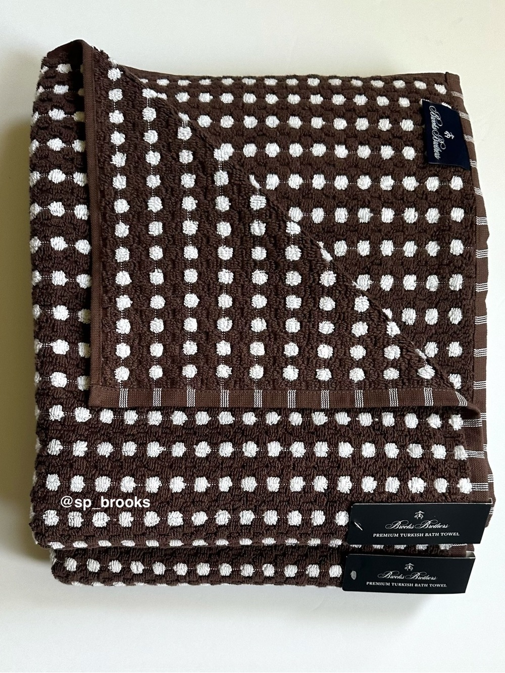 🎁6PC Brooks Brothers Premium Turkish Cotton Bath Towel Set - Brown and White - Picture 7 of 12